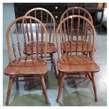 Set of 4 Dining Chairs, oak spindle backs,  Note