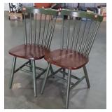 Pair of Spindle Back Dining Chairs, green and