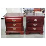 Pair of Bedside 2 Drawer Nightstands, Mahogany