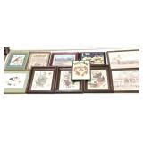 Wall art, trio of Arthur Singer bird prints,