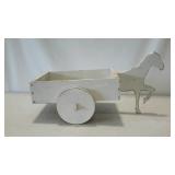Wood planter shaped as horse and wagon. 29" long.