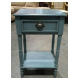 Painted stand with single drawer. 17"×14"×26".
