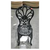Single iron garden chair, painted black.
