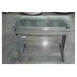 Glass top computer desk with pullout keyboard