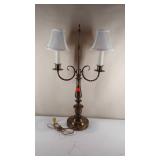 Heavy Well Made Brass Lamp w/ Twin Heads