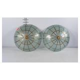 2 vintage baby blue Capiz Shell lamp shades /