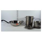 Farberware wok style skillet and 3 piece aluminum