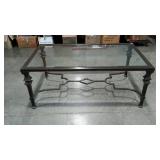 Large metal framed coffee table with beveled
