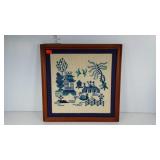 Asian style needlepoint, framed 19x19