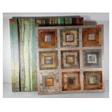 Two decor stretched canvas style wall hangings,
