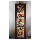 Handmade airplane needlepoint in frame. Measures