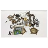 Costume jewelry, knobs, wrist watch