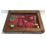 Wooden case with dug relics from Balls Bluff