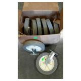 Eight large 10" caster wheels, new condition.