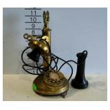 Candlestick telephone,  brass finish. Needs work.