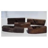5- wood Carpenters Planes, Note the wood blocks