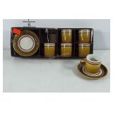 New old stock stoneware cup & saucer set. Set of