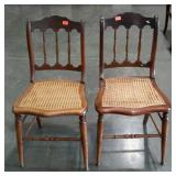 Two cane seat chairs. Delicate.