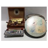 Advertising mug box, motorcycle license plate,