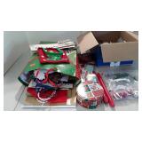 Holiday decor, gift bags, ornaments, candles,