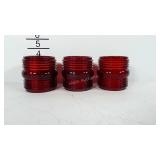 3 ruby red glass DIETZ No. 40 lantern globes.