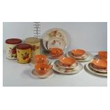 3 metal kitchen canisters, each has some rust