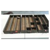 Three metal parts bin drawers only with a few