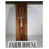 Farm House sign and pitchfork wall hanging / coat