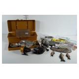 Small fishing tackle box with tray and lots of