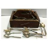 Wooden carrier with flatware