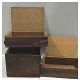 Three wooden boxes two cigar style