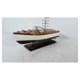 Wood boat model. 14 inches long and 5 inches