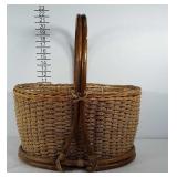 Large handle basket with rattan wood handle and