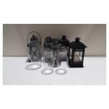 5 Candle Lit Lanterns, & 3 Globes (Seller code: