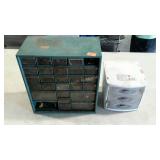 Two small parts organizers with hardware. One is