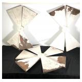 Windmill shaped wooden pieces, very chippy paint,