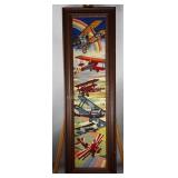 Handmade airplane needlepoint in frame. Measures