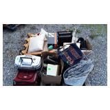 Household group, boom box, suitcase, gun rack,