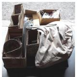 Bean Bag Chair, Floral Platter, Wicker Baskets,