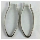 Sterling silver elongated hoop earrings