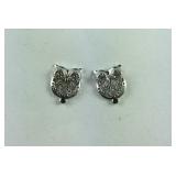 Sterling silver owl stud earrings