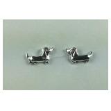Sterling silver dachshund stud earrings
