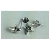 Sterling silver starfish CZ stud earrings one