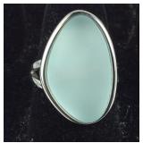 Size 7 Sea glass stainless steel ring