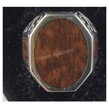 Size 12 Sterling silver wooden ring 9 g