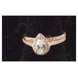 Size 7 rose gold over sterling silver pear cut