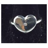 Size 10 Sterling silver heart ring with diamond