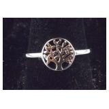 Size 9 Sterling silver two tone  tree of life ring