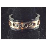 Size 10 Roman numeral stainless steel ring