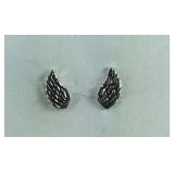 Sterling silver angel wings stud earrings